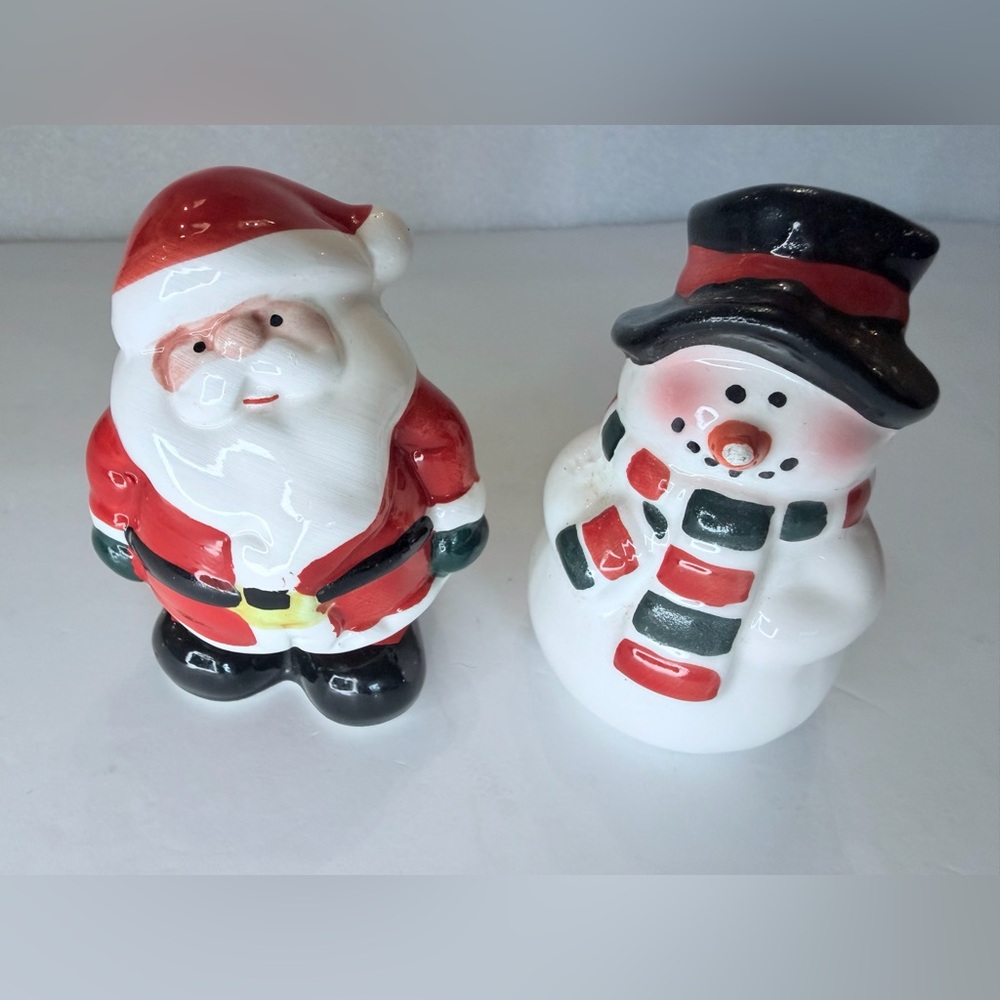 Festive Santa and Snowman Figurine Set